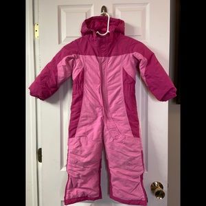 LL Bean Pink Hooded Cold Buster Snowsuit Size 4T